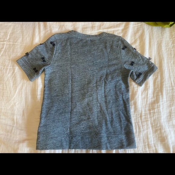 Grey Short-sleeved sweatshirt with bow/beading embellishments - Picture 2 of 4